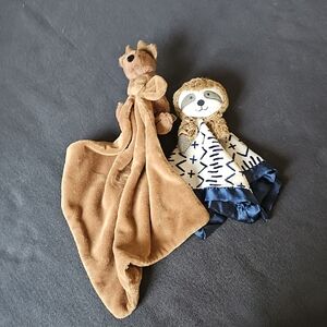 Jellycat Brown Bear and "Cloud Island" Blue Sloth Stuffed Animals